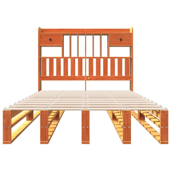 vidaXL Postel s knihovnou bez matrace 135 x 190 cm masivn&iacute; borovice