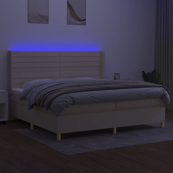 vidaXL Box spring postel s matrac&iacute; a LED kr&eacute;mov&aacute; 200x200 cm textil