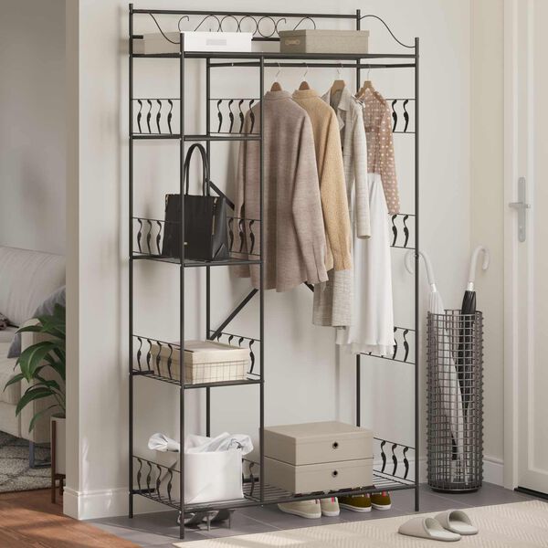 vidaXL Otevřen&aacute; skř&iacute;ň s polic&iacute; Čern&aacute; 100 x 43 x 188 cm Ocel