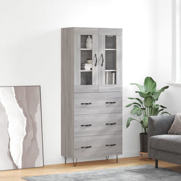 vidaXL Skř&iacute;ň highboard &scaron;ed&aacute; sonoma 69,5 x 34 x 180 cm kompozitn&iacute; dřevo