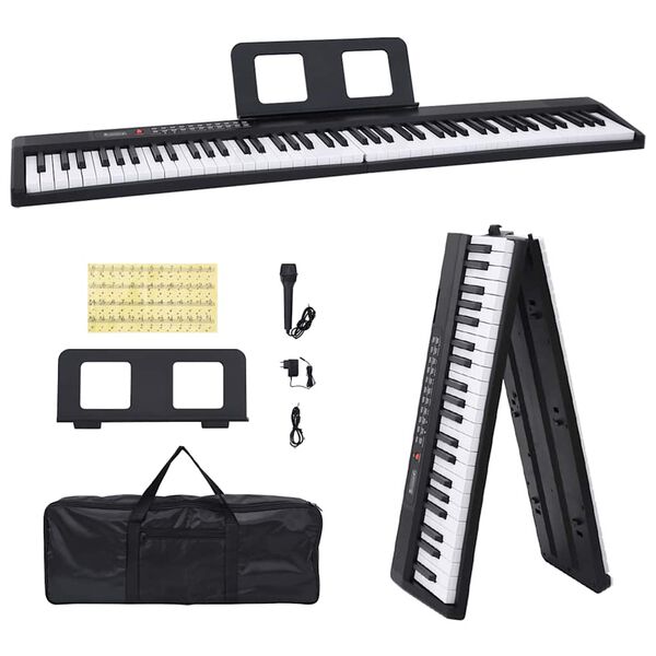 vidaXL 88 kl&aacute;ves Piano Electric Keyboard s hudebn&iacute;m stojanem Skl&aacute;dac&iacute;