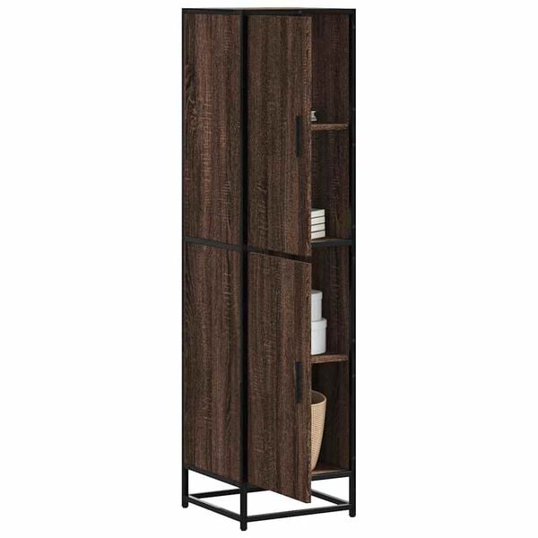vidaXL Skř&iacute;ň highboard hněd&yacute; dub 35,5x35x139 cm kompozit a kov