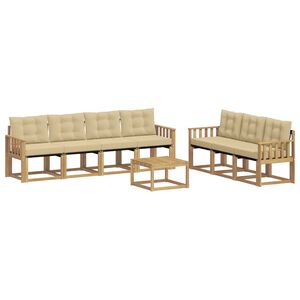 vidaXL Venkovn&iacute; pohovkov&aacute; souprava s pol&scaron;t&aacute;řem 8 pcs B&iacute;l&aacute; a b&eacute;žov&aacute;