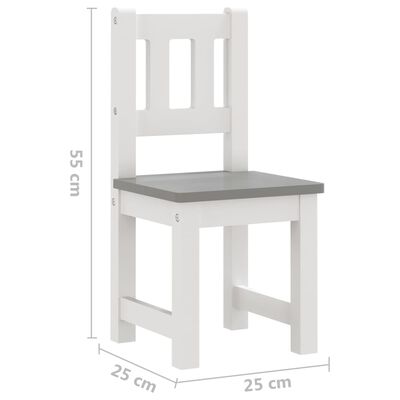 vidaXL 4dílná sada dětského stolu a židlí bílá a šedá MDF