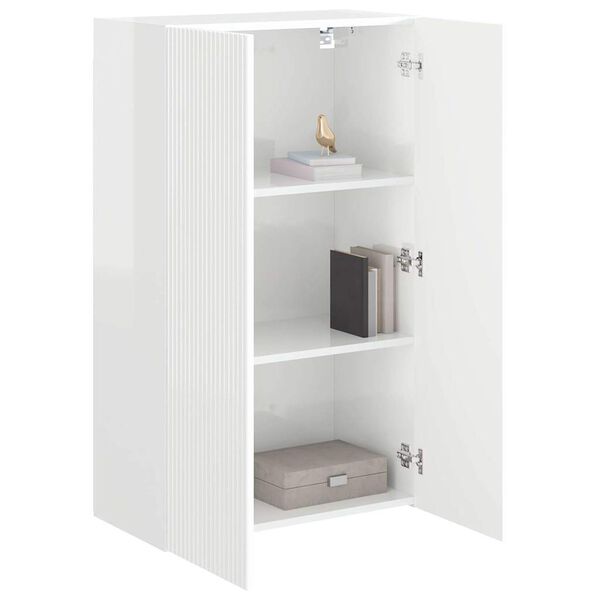 vidaXL TV wall cabinet Nástěnný Vysoce lesklá bílá 59,5 x 31 x 100 cm