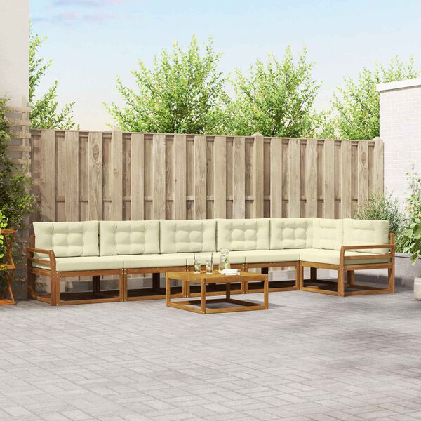 vidaXL Venkovn&iacute; pohovkov&aacute; souprava 7 pcs Přirozen&aacute; a Kr&eacute;mov&aacute;