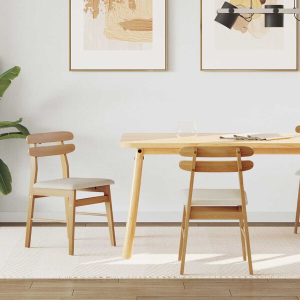 vidaXL Jídelní židle 2 pcs Přirozená a světlá Masivní dřevo