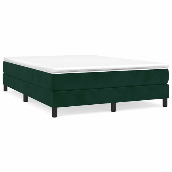 vidaXL Box spring postel s matrac&iacute; tmavě zelen&aacute; 140x190 cm samet