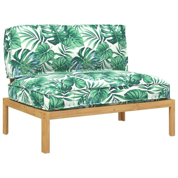 vidaXL Set pohovek Vzor listů 120 x 92 x 69 cm Masivn&iacute; ak&aacute;tov&eacute; dřevo