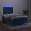 vidaXL Box spring postel s matrac&iacute; a LED tmavě modr&aacute; 120x200 cm samet