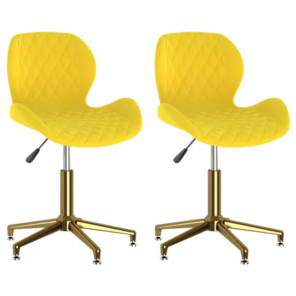 vidaXL Otočn&eacute; j&iacute;deln&iacute; židle 2 ks hořčicově žlut&eacute; samet