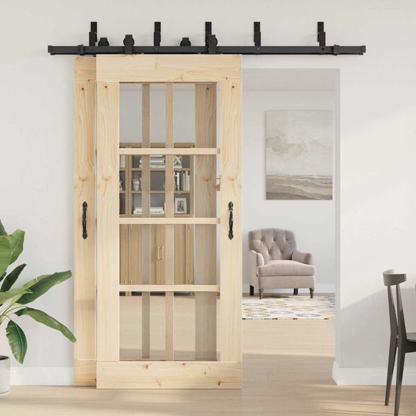 vidaXL Sada př&iacute;slu&scaron;enstv&iacute; pro posuvn&eacute; dveře 200 cm ocelov&aacute; čern&aacute;