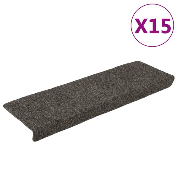 vidaXL Schodové rohože samolepicí 15 ks 65 x 21 x 4 cm antracitové s obdélníkovým okrajem