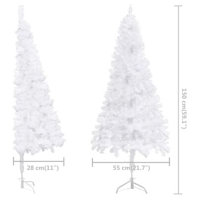 vidaXL Rohový umělý vánoční stromek s LED diodami bílý 150 cm PVC