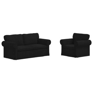 vidaXL Set pohovek 2 ks Čern&aacute; textil