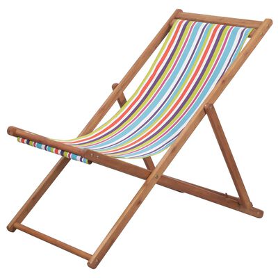 vidaXL Skládací plážové křeslo látka a dřevěný rám vícebarevné