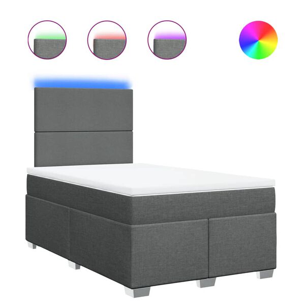 vidaXL Box spring postel s matrac&iacute; tmavě &scaron;ed&aacute; 120x190 cm textil