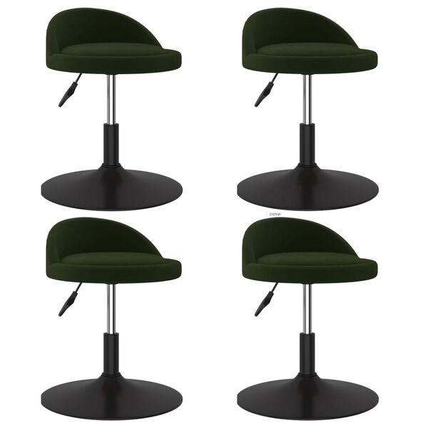 vidaXL Otočn&eacute; j&iacute;deln&iacute; židle 4 ks tmavě zelen&eacute; samet
