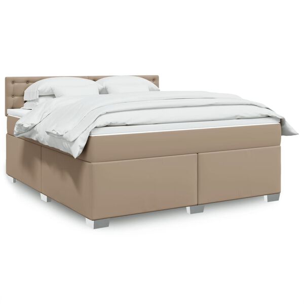 vidaXL Box spring postel s matrac&iacute; cappuccino 180 x 200 cm uměl&aacute; kůže