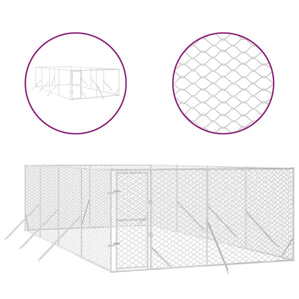 vidaXL Venkovn&iacute; ps&iacute; kotec stř&iacute;brn&yacute; 4 x 8 x 2 m pozinkovan&aacute; ocel