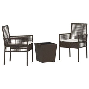 vidaXL Zahradní bistro set 3 pcs Hnědá Poly ratan