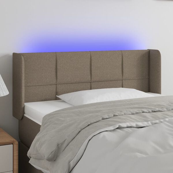 vidaXL Čelo postele s LED taupe 93 x 16 x 78/88 cm textil