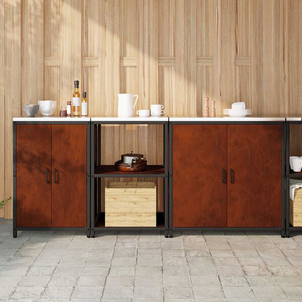 vidaXL Kuchyňsk&aacute; skladovac&iacute; sada 3 pcs Rezav&aacute; Povětrnostně odoln&aacute; ocel