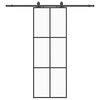 vidaXL Posuvn&eacute; dveře se sadou kov&aacute;n&iacute; čern&eacute; 76x205 cm ESG Glass