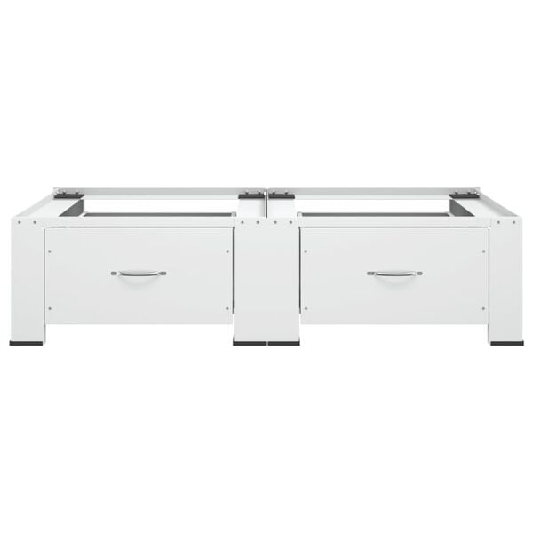 vidaXL Dvojit&yacute; podstavec pod pračku a su&scaron;ičku se z&aacute;suvkami b&iacute;l&yacute;