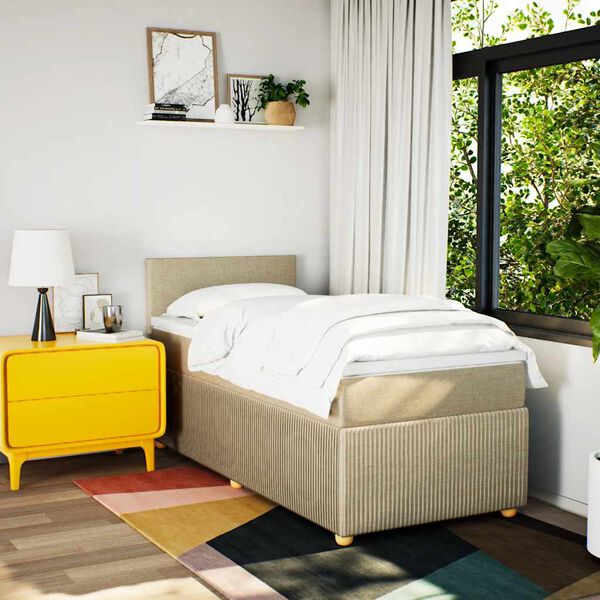 vidaXL Box spring postel s matrac&iacute; kr&eacute;mov&aacute; 90x190 cm textil