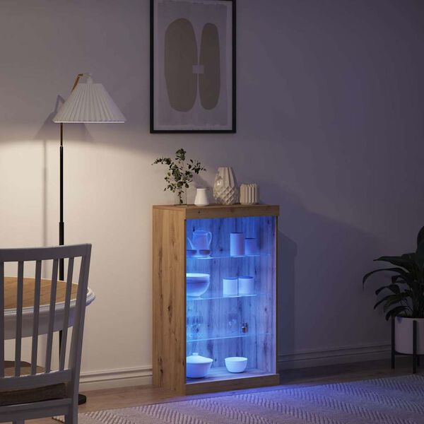 vidaXL LED komoda Artisanov&yacute; dub 60,5 x 37 x 100 cm kompozitn&iacute; dřevo