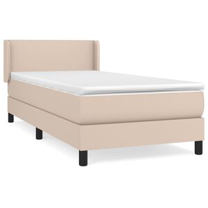 vidaXL Box spring postel s matrac&iacute; cappuccino 90x200 cm uměl&aacute; kůže