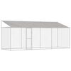 vidaXL Ps&iacute; klec s střechou Stř&iacute;brn&aacute; 600 x 200 x 256 cm Ocel a PE