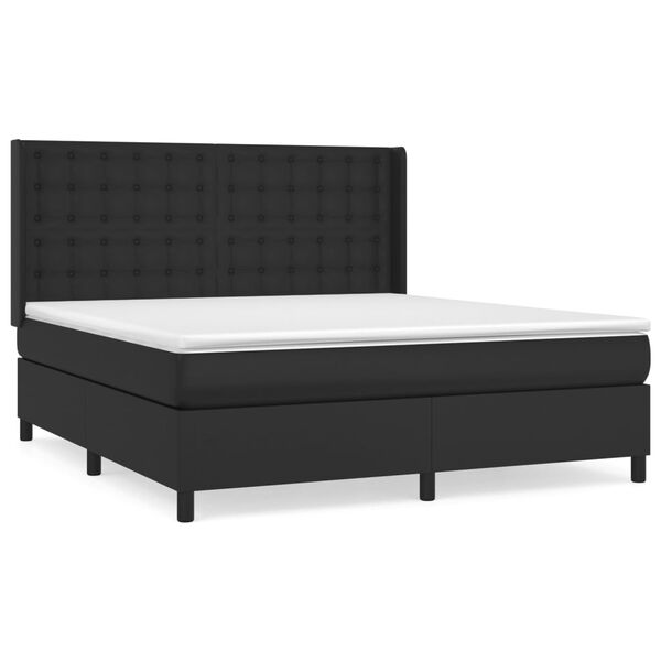 vidaXL Box spring postel s matrac&iacute; čern&aacute; 180x200 cm uměl&aacute; kůže