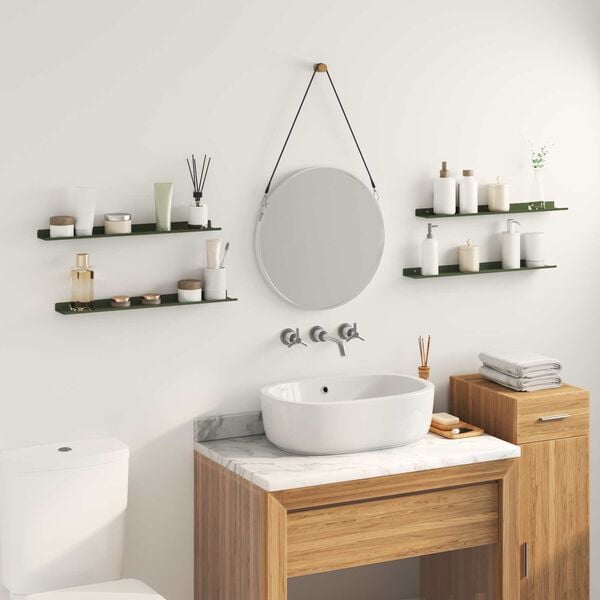 vidaXL Plovouc&iacute; police 4 pcs Olivově zelen&aacute; 60 x 8,5 x 2,5 cm Ocel