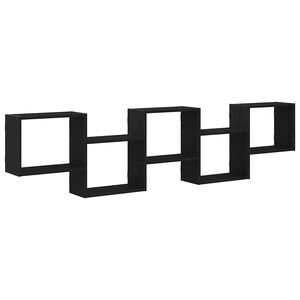 vidaXL N&aacute;stěnn&aacute; police 5 přihr&aacute;dek čern&aacute; kompozitn&iacute; dřevo