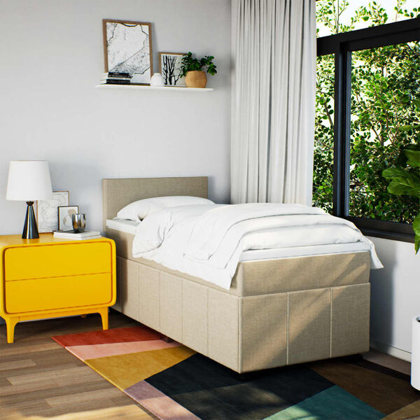 vidaXL Box spring postel s matrac&iacute; kr&eacute;mov&aacute; 80 x 200 cm textil