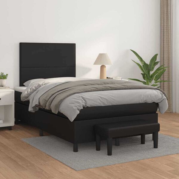 vidaXL Box spring postel s matrac&iacute; čern&aacute; 120x190 cm uměl&aacute; kůže