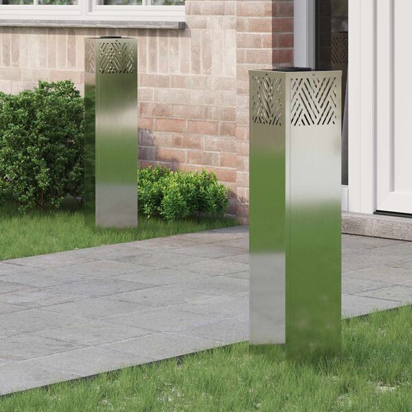 vidaXL Sol&aacute;rn&iacute; LED Cestovn&iacute; Světlo 2 pcs Stř&iacute;brn&aacute; Pozinkovan&yacute;