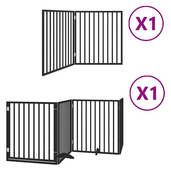 vidaXL Z&aacute;brana pro psy s dv&iacute;řky skl&aacute;dac&iacute; 6 panelů čern&aacute; 480 cm topol