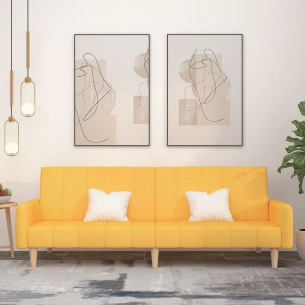 vidaXL 2m&iacute;stn&aacute; rozkl&aacute;dac&iacute; pohovka žlut&aacute; textil