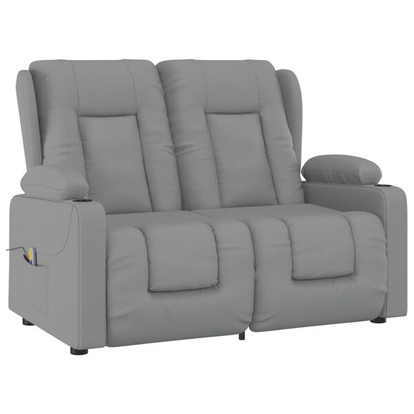 vidaXL 2m&iacute;stn&eacute; mas&aacute;žn&iacute; polohovac&iacute; křeslo s drž&aacute;ky n&aacute;pojů &scaron;ed&eacute; koženka