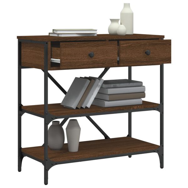 vidaXL Konzolov&yacute; stolek hněd&yacute; dub 75 x 34,5 x 75 cm kompozitn&iacute; dřevo
