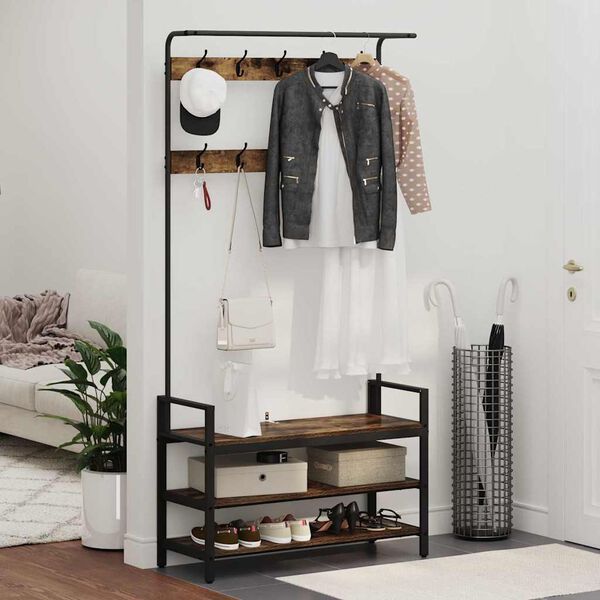 vidaXL Vě&scaron;&aacute;k na kab&aacute;ty Kouřov&yacute; dub 95 x 34 x 184 cm Kompozitn&iacute; dřevo