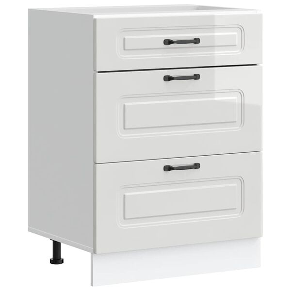 vidaXL Kuchyňsk&aacute; spodn&iacute; skř&iacute;ňka "Kalmar" z vysoce leskl&eacute;ho b&iacute;l&eacute;ho dřeva