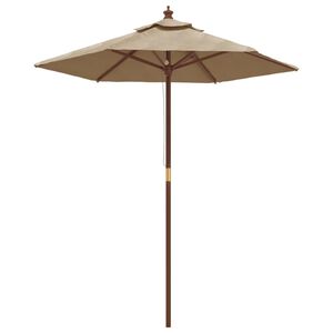 vidaXL Zahradn&iacute; slunečn&iacute;k s dřevěnou tyč&iacute; taupe 196 x 231 cm