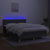vidaXL Box spring postel s matrac&iacute; a LED tmavě &scaron;ed&aacute; 140x190 cm textil