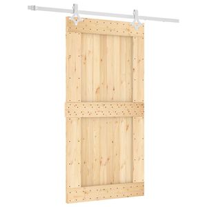 vidaXL Posuvn&eacute; dveře Př&iacute;rodn&iacute; a b&iacute;l&aacute; 100 x 210 cm Masivn&iacute; borov&eacute; dřevo