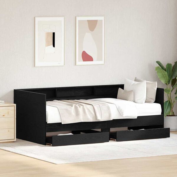 vidaXL Daybed s čelo Černý dub 90 x 190 cm kompozitní dřevo