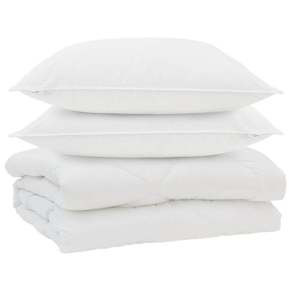 vidaXL Přikr&yacute;vka s pol&scaron;t&aacute;řem 3 pcs B&iacute;l&aacute; Mikrovl&aacute;kno